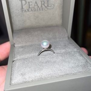 PEARL PARADISE- Diamond Classic Collection Akoya Pearl Ring (SIZE 7)